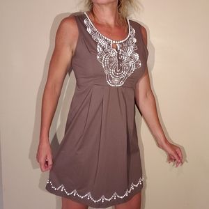 Beaded taupe dress